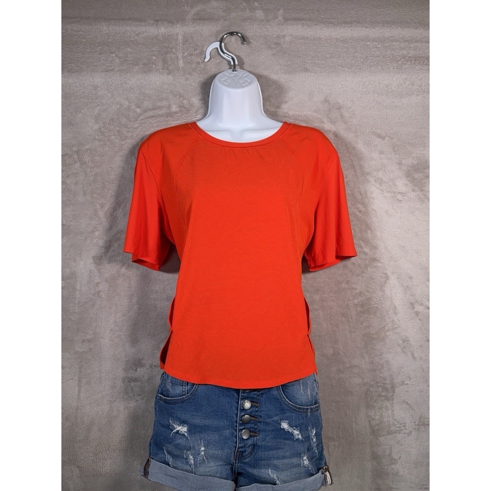 Lululemon License To Train Shirt Womens Size 12 Orange Performance Lounge
